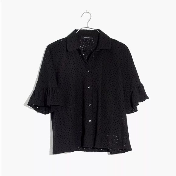 Madewell Eyelet Bell-Sleeve Shirt size large - Picture 5 of 6